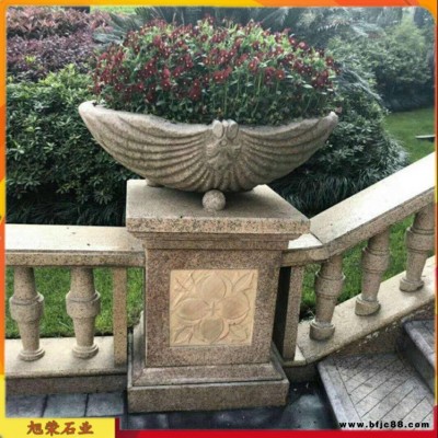 定制石雕花缽歐式花盆 園林景觀花缽石雕工藝擺件