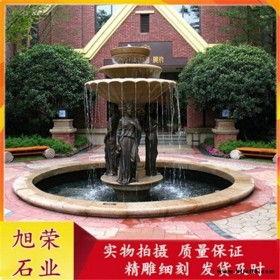 福建石雕水缽 小區別墅水缽造型 歐式人物石雕水缽實例