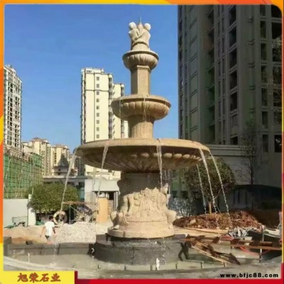石雕流水缽 現代別墅石材搭檔石雕噴泉水景造型案例圖