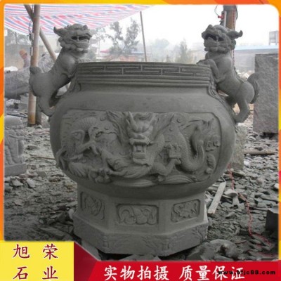 福建石雕青石石香爐 寺廟祠堂燒香用石雕天公爐 獅子耳石香爐