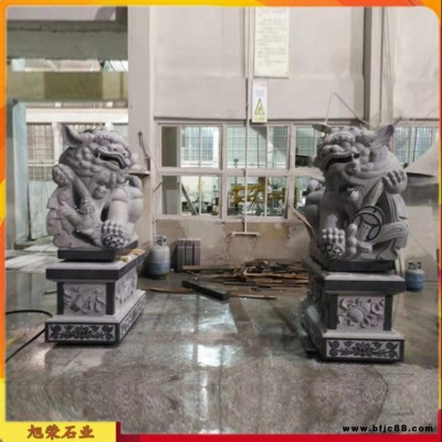 門前石雕小獅子 陵墓園青石雕小獅子定制 傳統寺廟石獅子