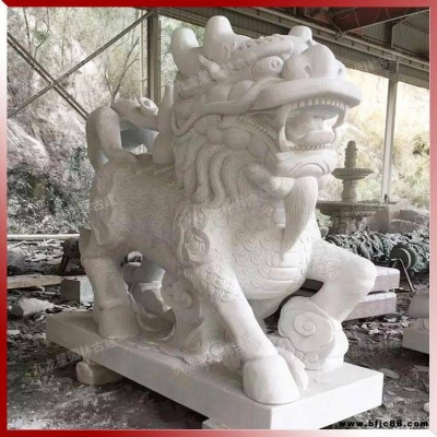 加工漢白玉麒麟酒店門口招財石雕麒麟一對福建石雕動物