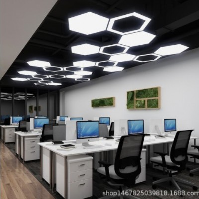 六邊形蜂巢造型燈健身房超市辦公室吊燈商場(chǎng)店鋪LED工業(yè)風(fēng)走廊燈