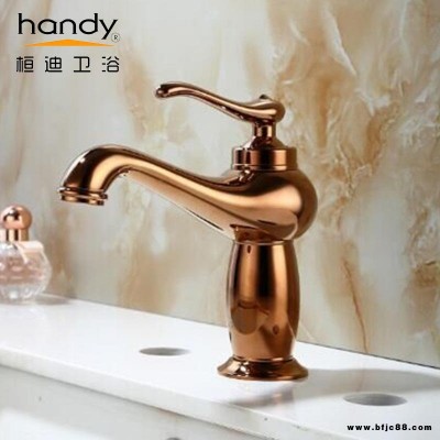 冷熱水龍頭廠家批發 鍍玫瑰金色面盆水龍頭仿古水龍頭桓迪handy水龍頭廠家現貨HD-8A07