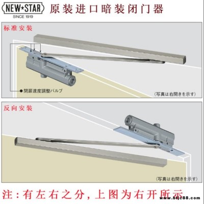 日本NEWSTAR新星品牌進口閉門器CL-163N型90度定位隱藏暗裝