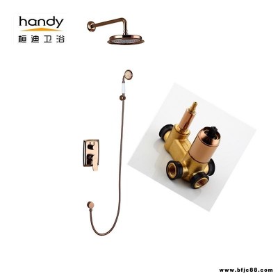 暗裝淋浴花灑套裝廠商 批發(fā)花灑淋浴器桓迪handyHD-6E034 衛(wèi)浴室用玫瑰金色暗裝淋浴花灑套裝