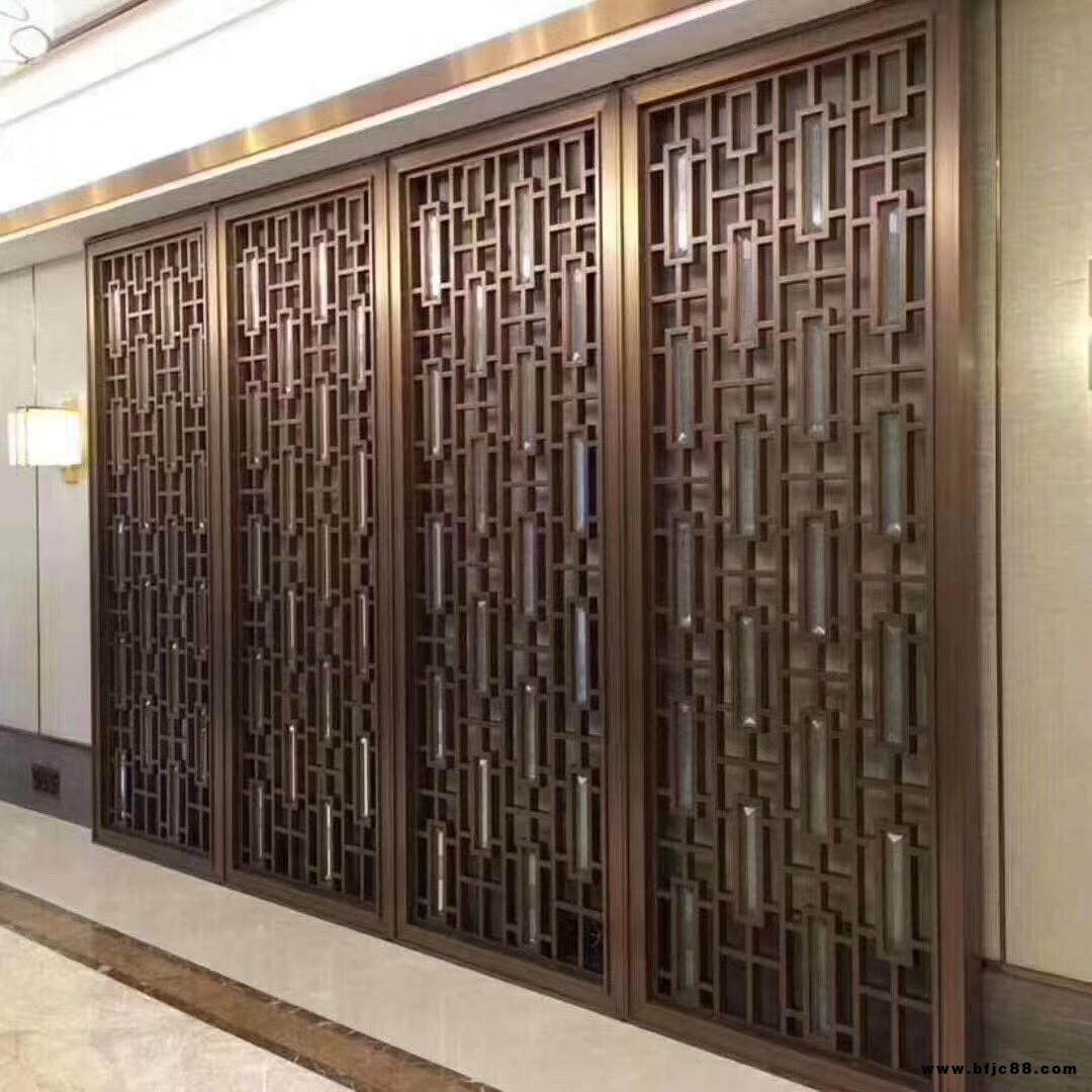 家裝黃鈦金不銹鋼屏風 售樓部大廳金屬格柵 酒店黑鈦金不銹鋼隔斷 浴室推拉門 客廳不銹鋼香檳金隔斷 折疊花格廠家定制