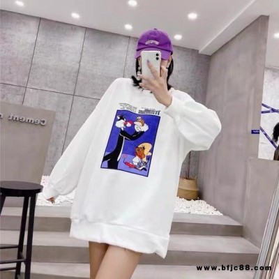 潮牌寬松女生衛衣  SSYZ時尚衣族加絨衛衣21冬 加絨加厚保暖衛衣 卡通時尚潮牌上衣