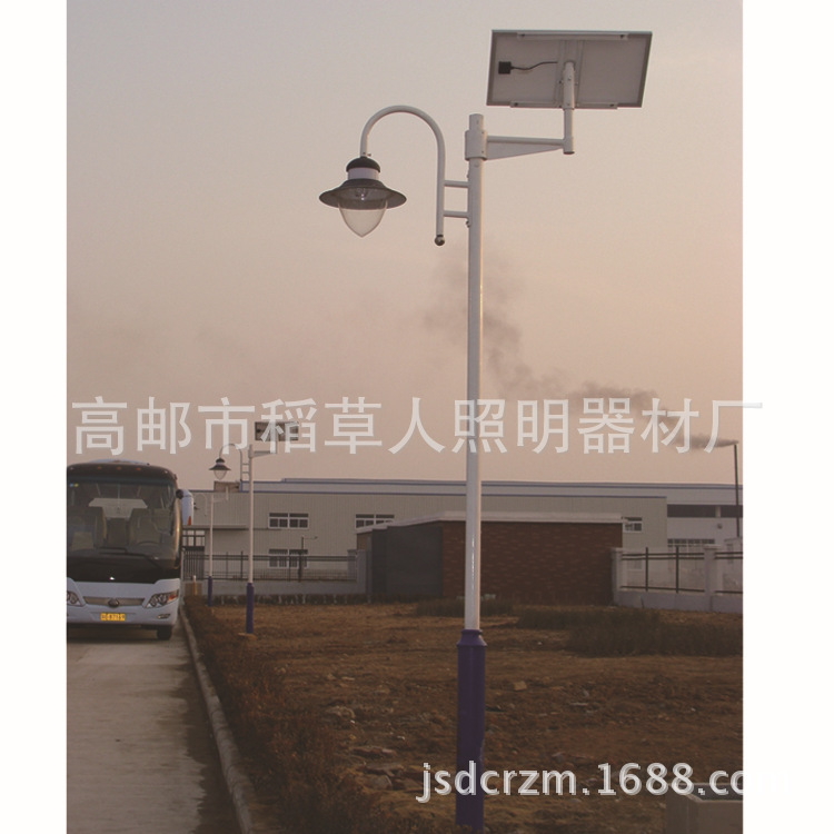 3.5米大型不銹鋼雙臂太陽(yáng)能庭院燈，花園別墅鋁仿古壓鑄景觀燈示例圖2