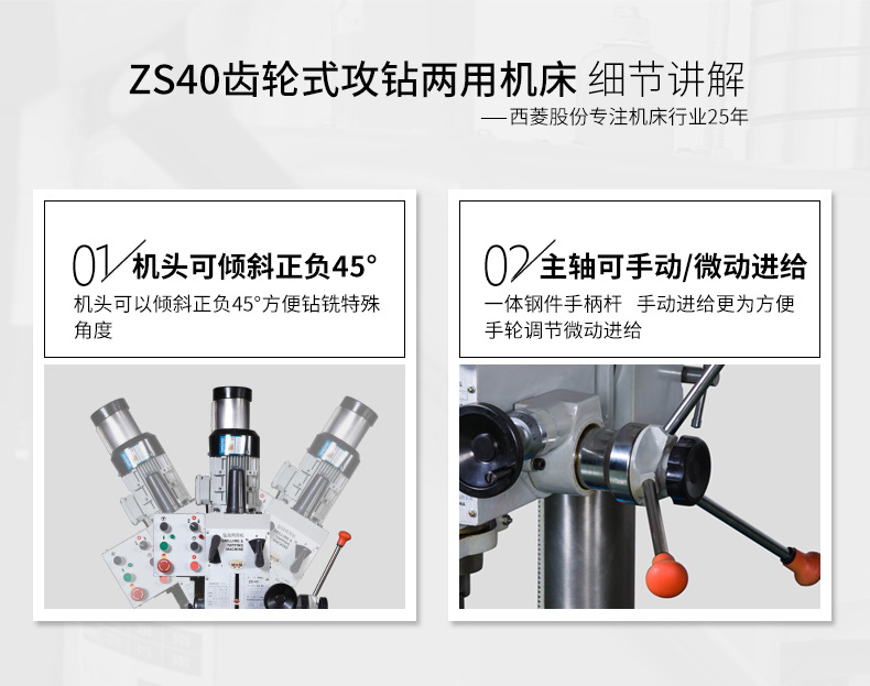 浙江西菱齒輪式鉆攻兩用機全系列ZS-40-ZS-40P齒輪式高效機床示例圖4