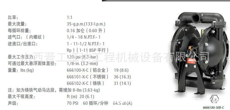 氣動(dòng)隔膜泵雙吸排污泵 3寸抽污泥氣動(dòng)隔膜泵  鋁合金氣動(dòng)隔膜泵雙吸排污泵示例圖2