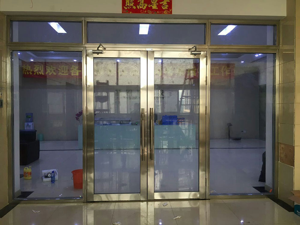 全玻璃防火門(mén)  不銹鋼玻璃防火門(mén)  玫瑰金不銹鋼玻璃防火門(mén)示例圖6