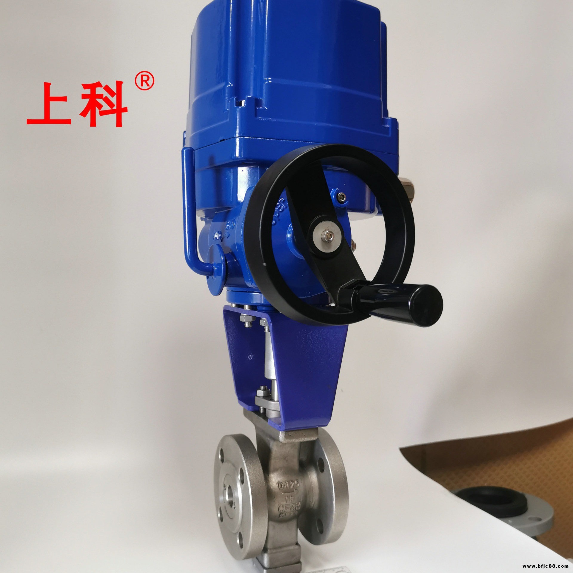 電動V型球閥  電動V型調節球閥 燃氣漿液紙漿漿料石灰煤粉耐磨防爆切斷調節閥 VQ977 上科閥門