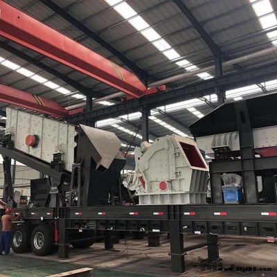 輪胎式車載石料移動破碎站 砂石骨料箱式破碎機 建筑垃圾處理設備