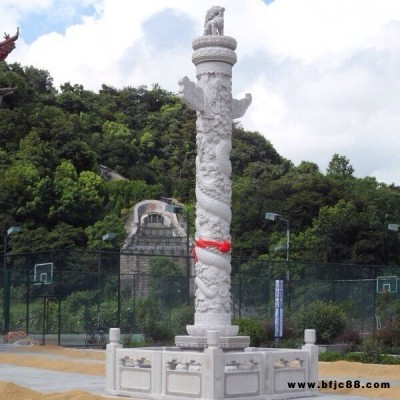 福建惠安石雕華表柱廠家定制供應(yīng)  廣場主題文化石材華表柱 石雕盤龍柱