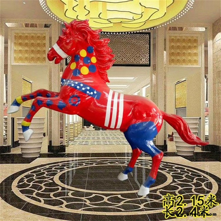 玻璃鋼彩繪馬雕塑，玻璃鋼雕塑加工廠