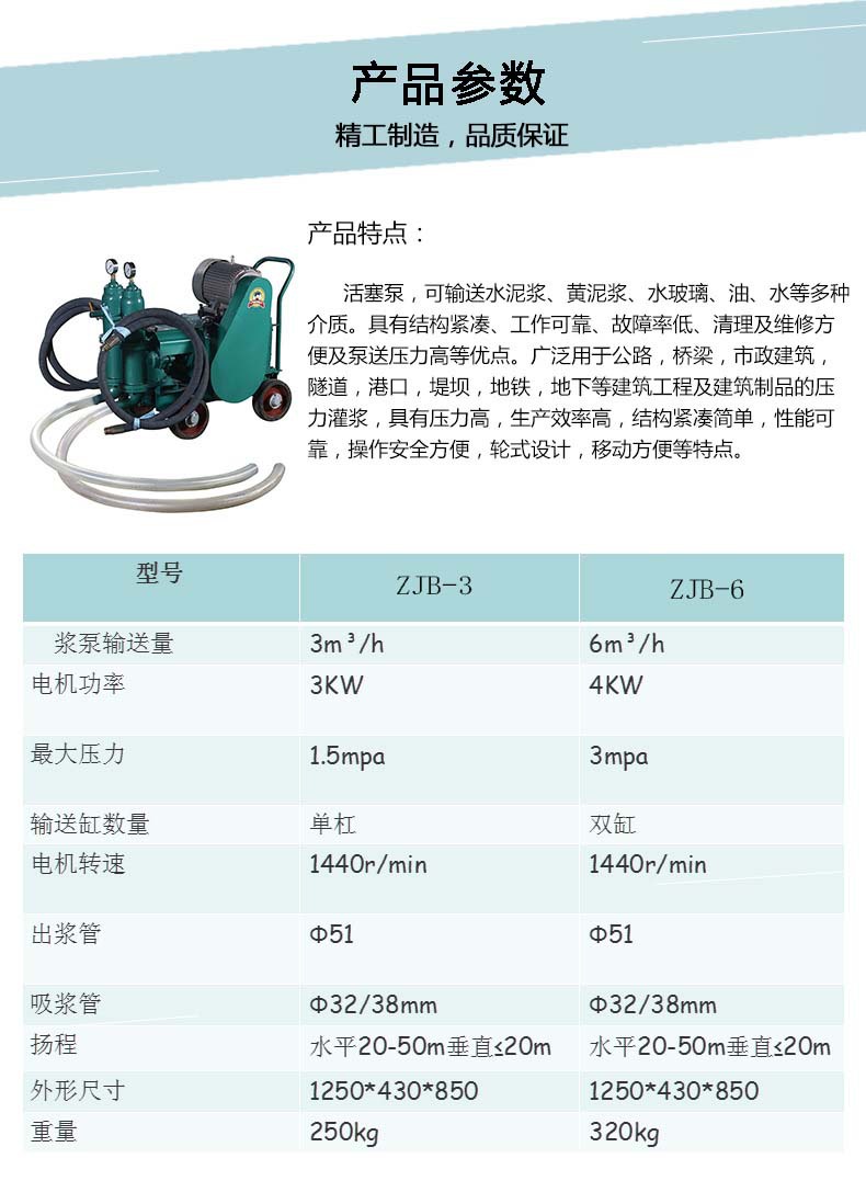 精恒單雙缸灰漿注漿泵生產(chǎn)基地 小型水泥灰漿注漿泵廠家直銷示例圖3