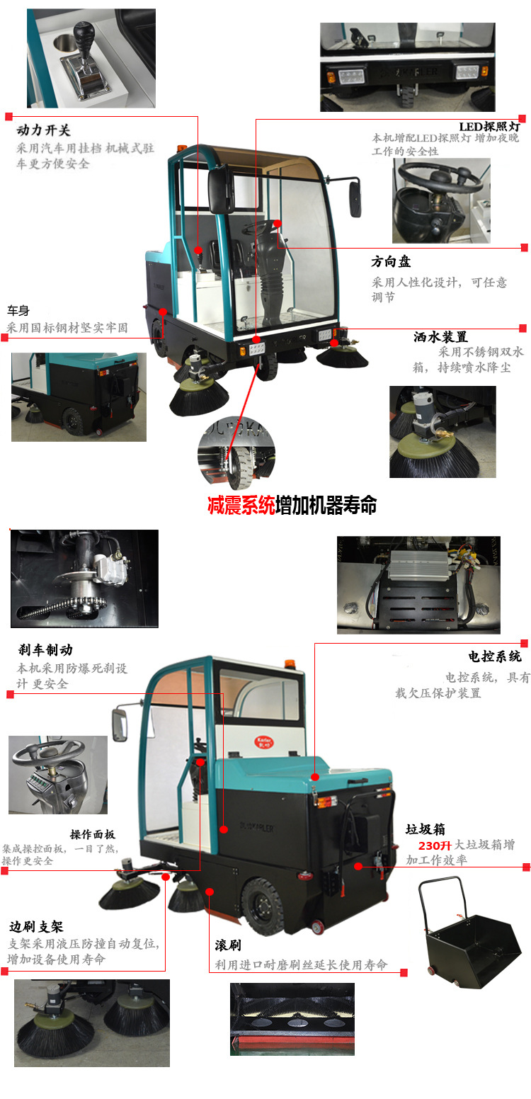 街道環衛半封閉駕駛式掃地車掃地機物業電動清掃車學校廣場凱叻示例圖9