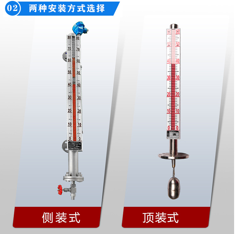 翻柱式磁浮子液位計兩種安裝方式圖